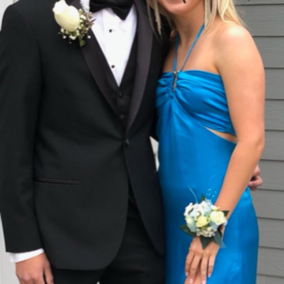 Prom Dress  -  NICHOLAS Mieta Gown with U-Bar and Straps - Electric Blue - Picture 2 of 3